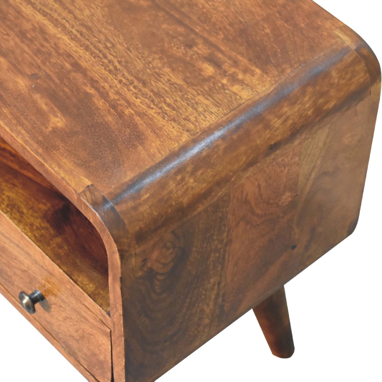 FusionFinesse Mini Chestnut Curved TV Stand - Furniture One Shop