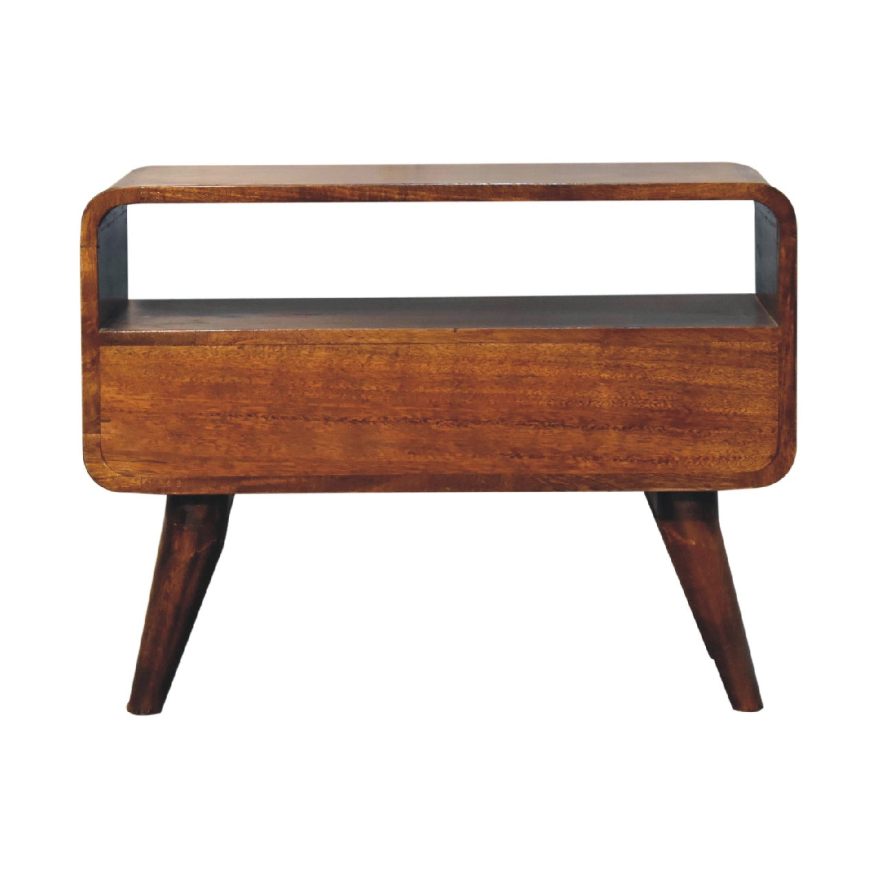 FusionFinesse Mini Chestnut Curved TV Stand - Furniture One Shop