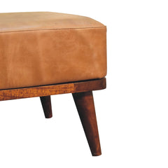 LoungeLift Tan Buffalo Leather Tan Footstool