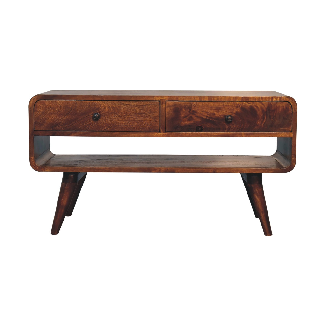 TrendTemple Reverse Curved Chestnut TV Stand - Furniture One Shop