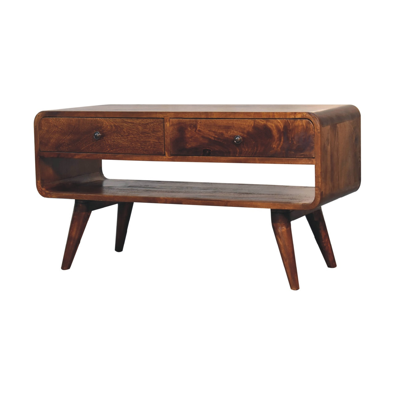 TrendTemple Reverse Curved Chestnut TV Stand - Furniture One Shop