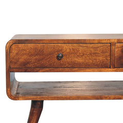 TrendTemple Reverse Curved Chestnut TV Stand - Furniture One Shop