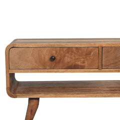 EliteEnclave Reverse Curve Oak-ish TV Stand - Furniture One Shop