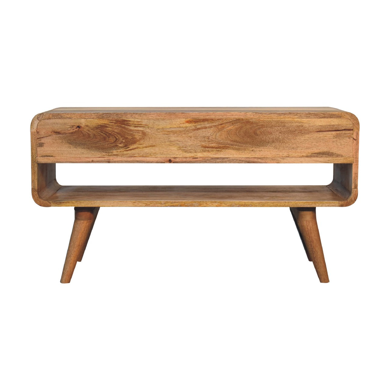 EliteEnclave Reverse Curve Oak-ish TV Stand - Furniture One Shop