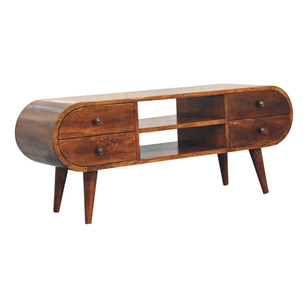 ClassyCharm Chestnut Circular TV Stand - Furniture One Shop