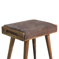 PlushPillar Mocha Faux Fur Style Footstool