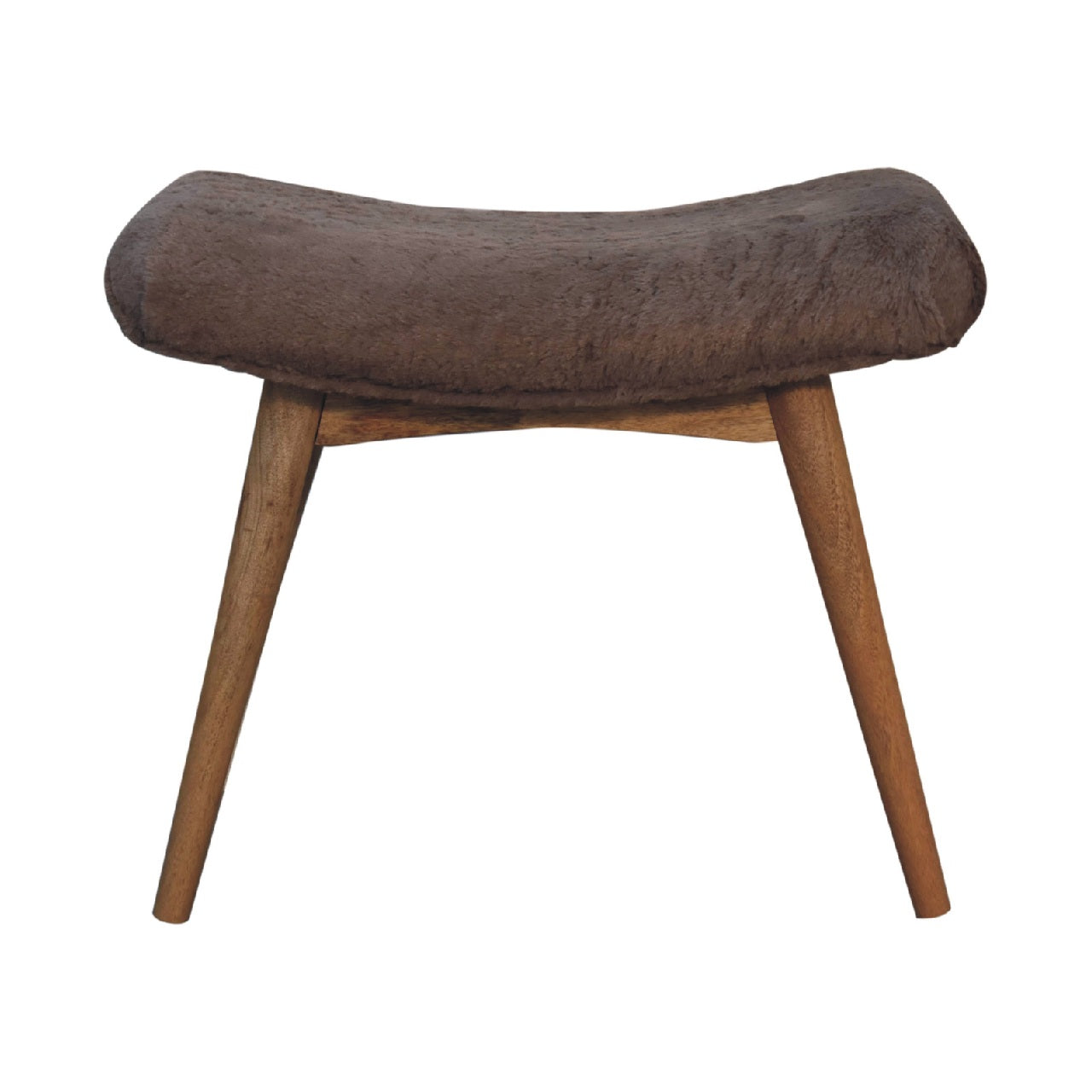 Snack Bench Mocha Faux Fur Curved Bench