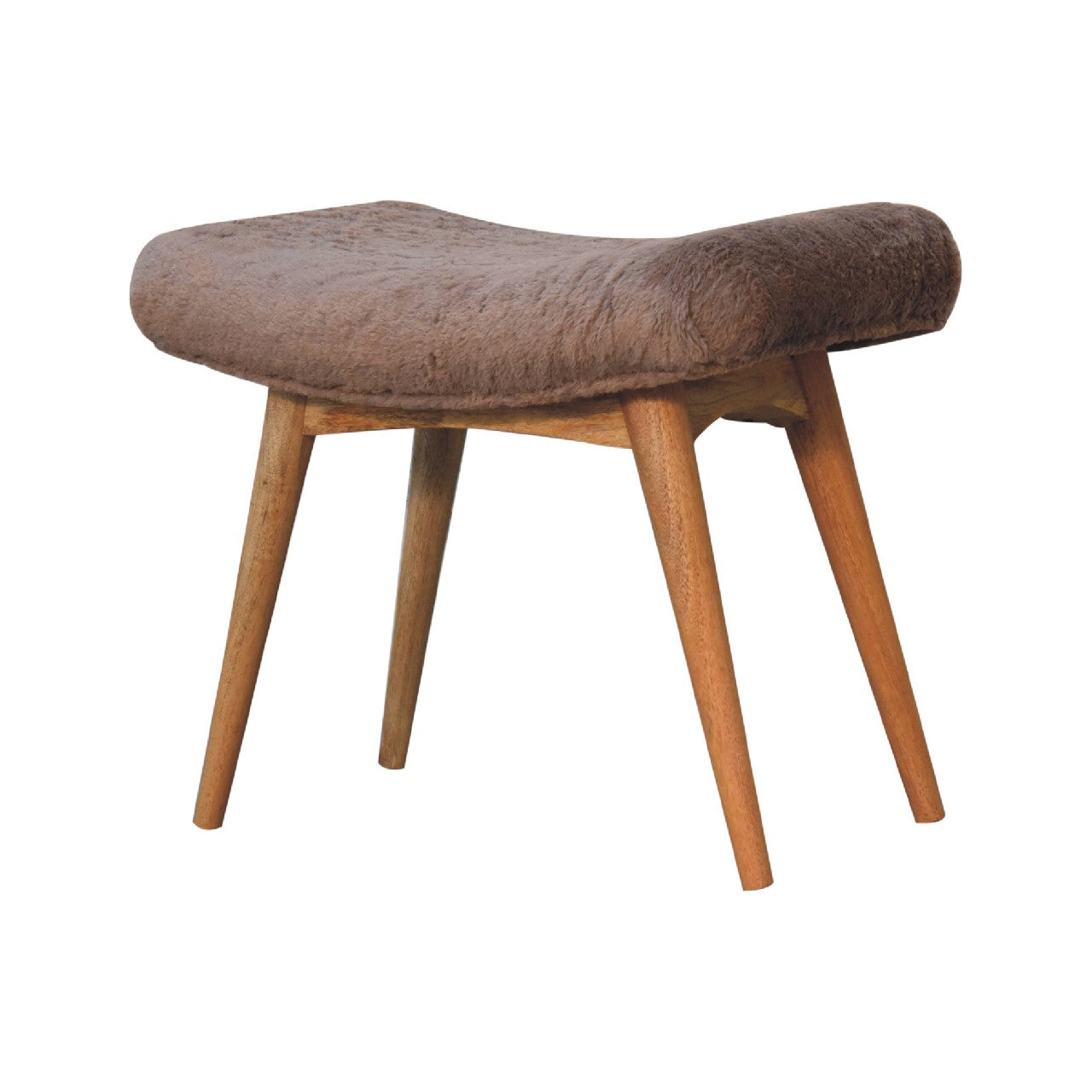 Snack Bench Mocha Faux Fur Curved Bench