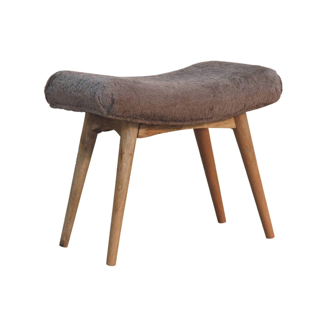 Snack Bench Mocha Faux Fur Curved Bench