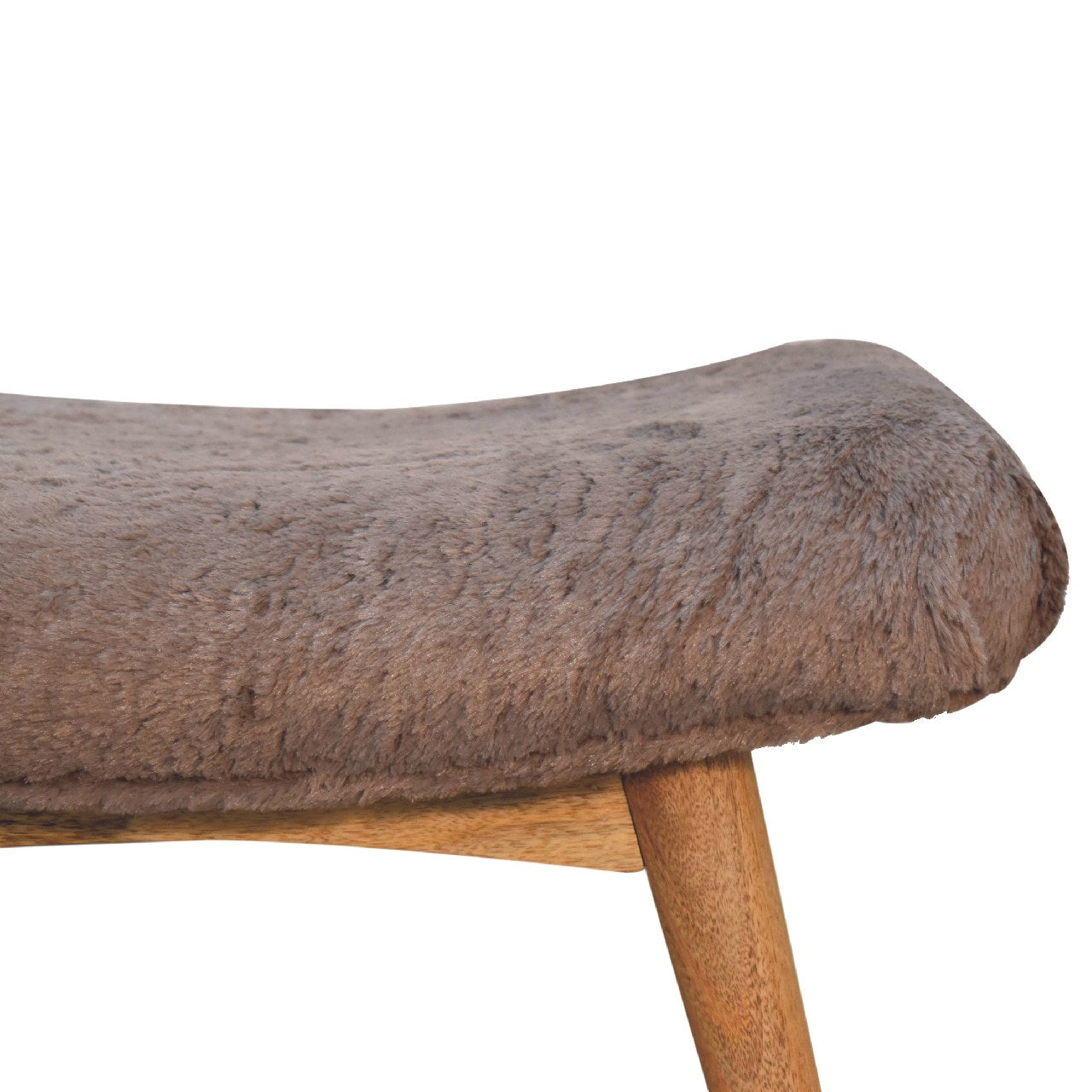 Snack Bench Mocha Faux Fur Curved Bench