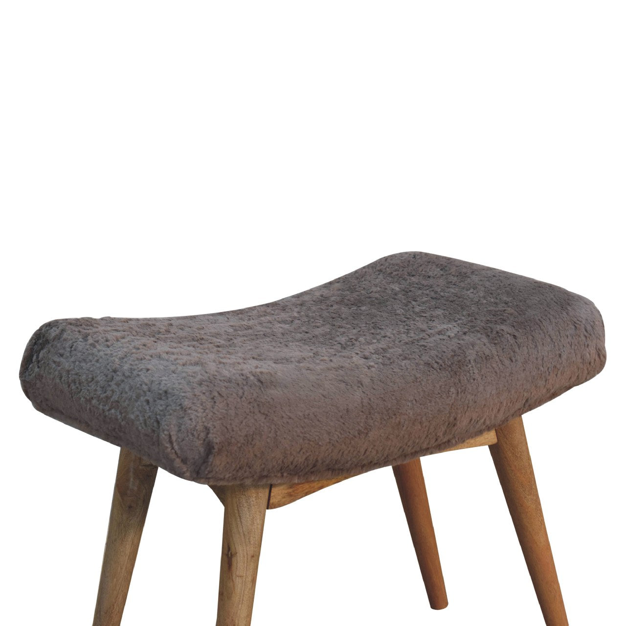 Snack Bench Mocha Faux Fur Curved Bench