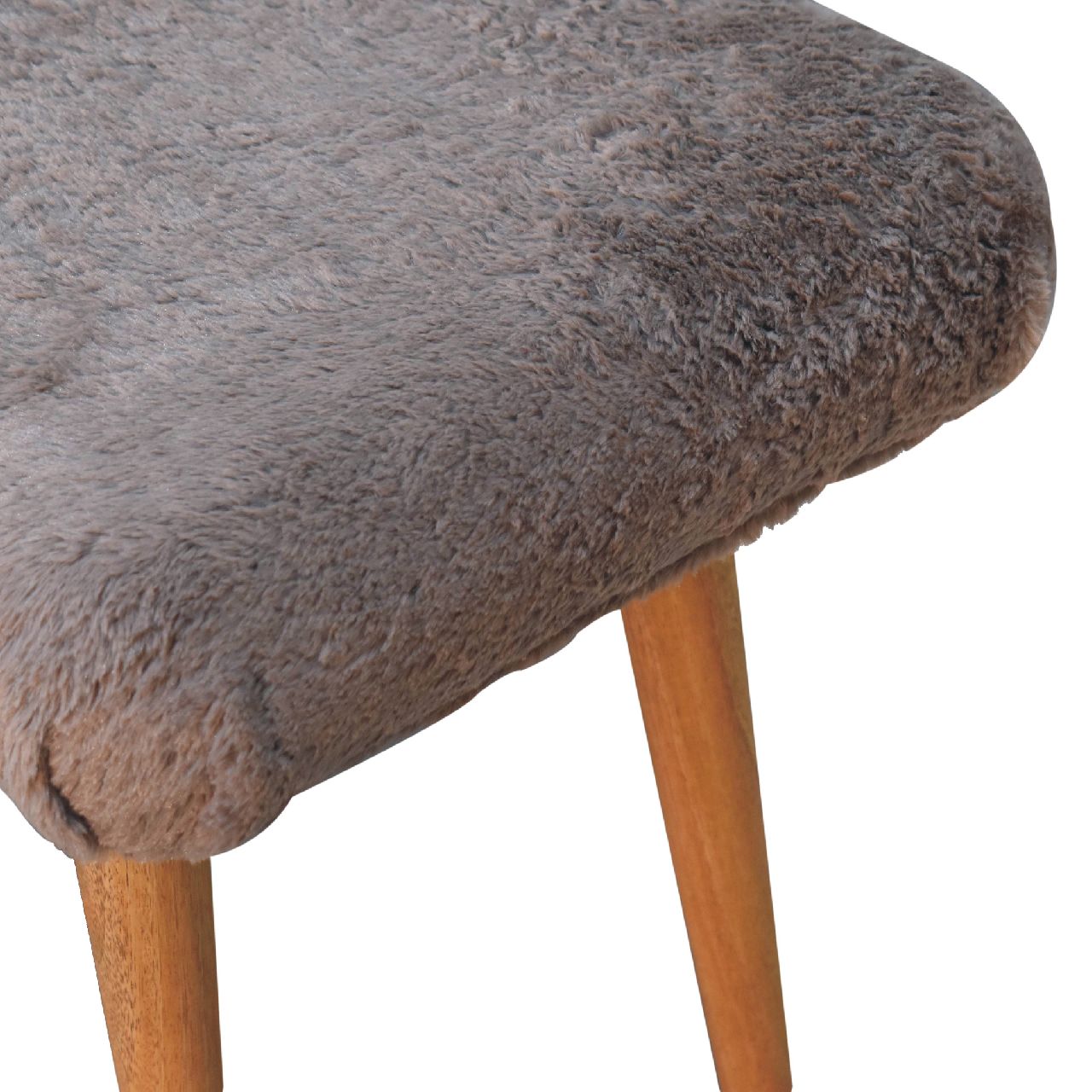Snack Bench Mocha Faux Fur Curved Bench