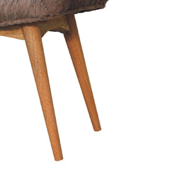 Snack Bench Mocha Faux Fur Curved Bench - Furniture One Shop
