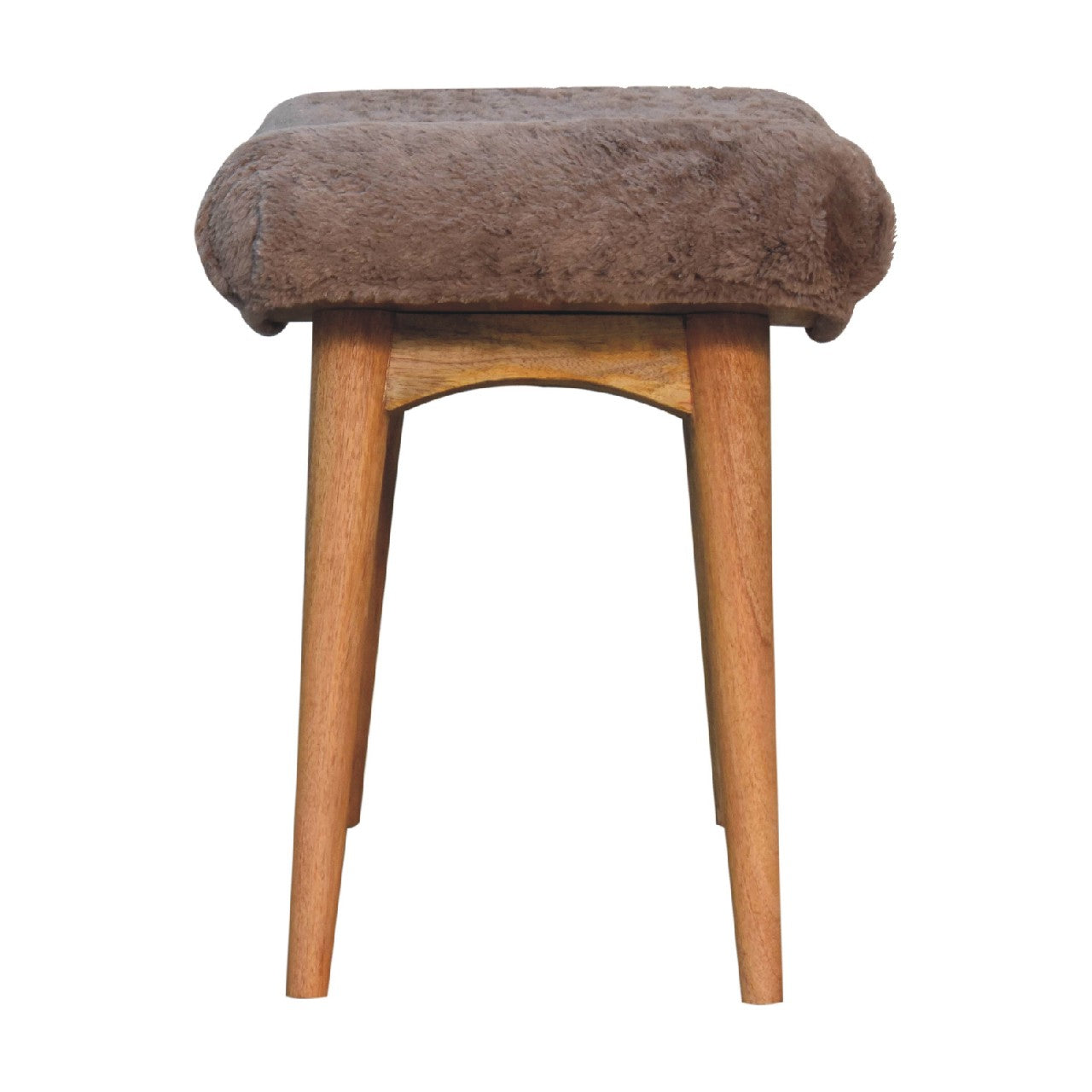 Snack Bench Mocha Faux Fur Curved Bench