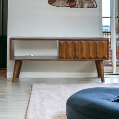 OpulentEdge Chestnut Prism Sliding TV Stand - Furniture One Shop