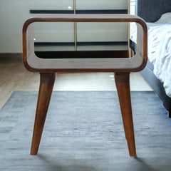 High Curved Open Chestnut Bedside - Furniture One Shop