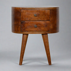 Jermyn Chestnut Rounded Bedside Table - Furniture One Shop