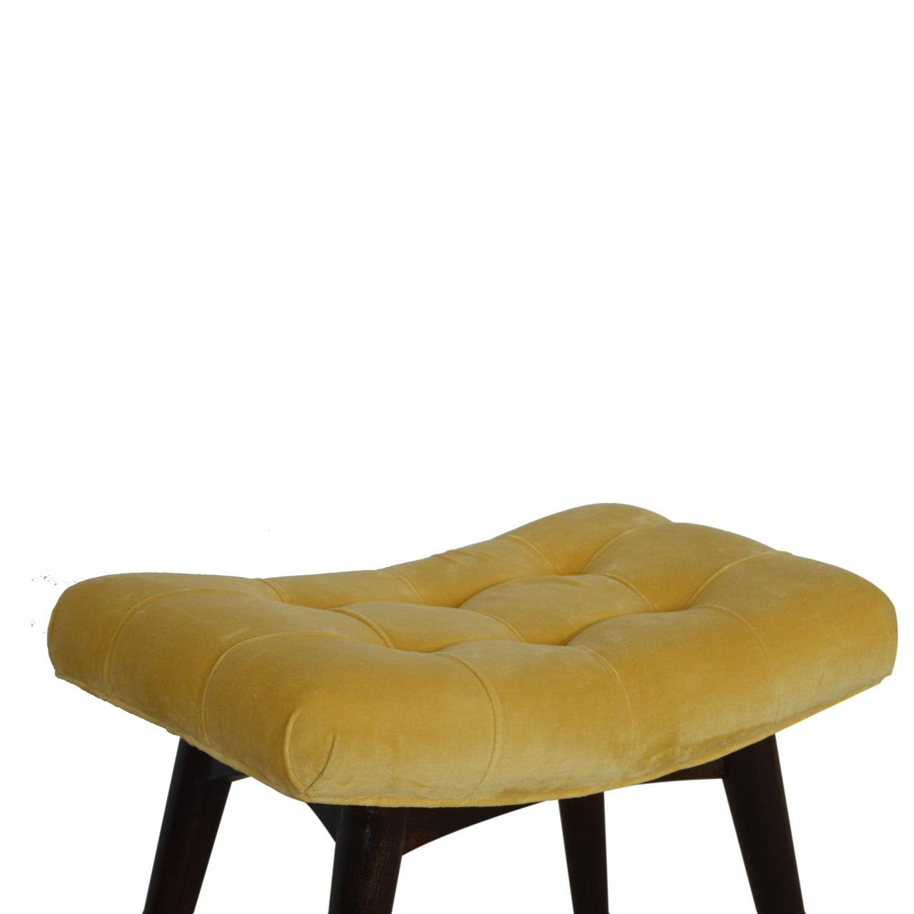 Munch Stool Mustard Cotton Velvet Curved Bench