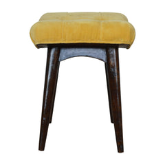 Munch Stool Mustard Cotton Velvet Curved Bench