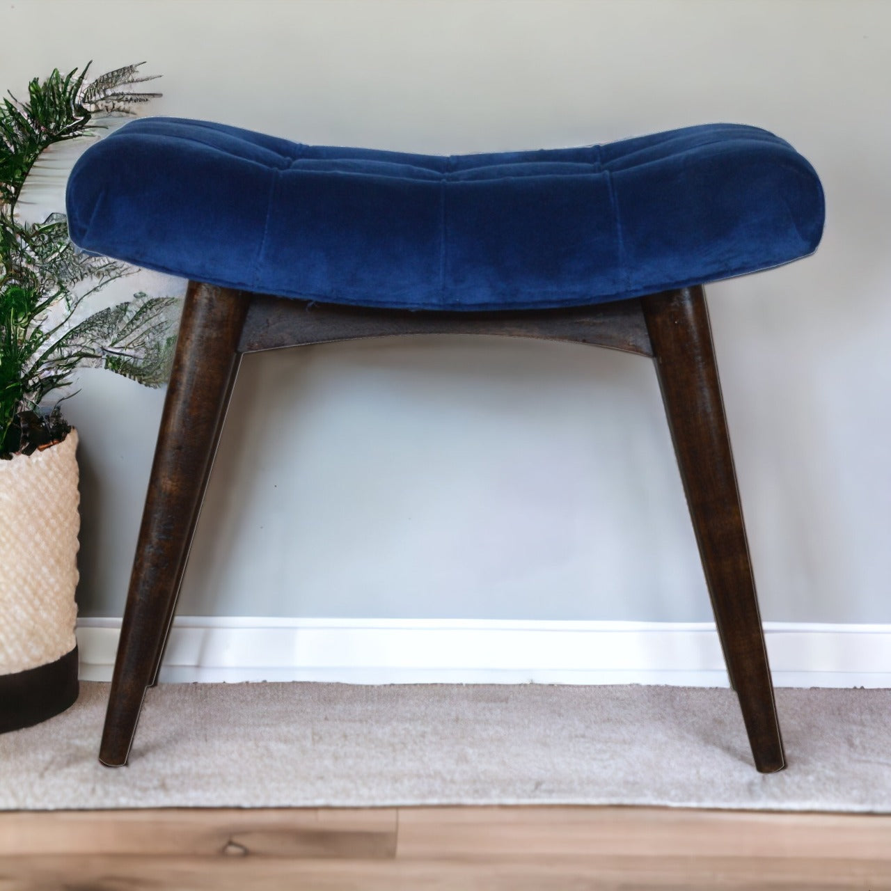Bite Bench Royal Blue Cotton Velvet Bench