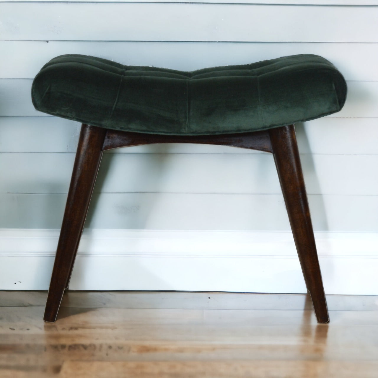 Delish Chaise Emerald Velvet Curve Bench