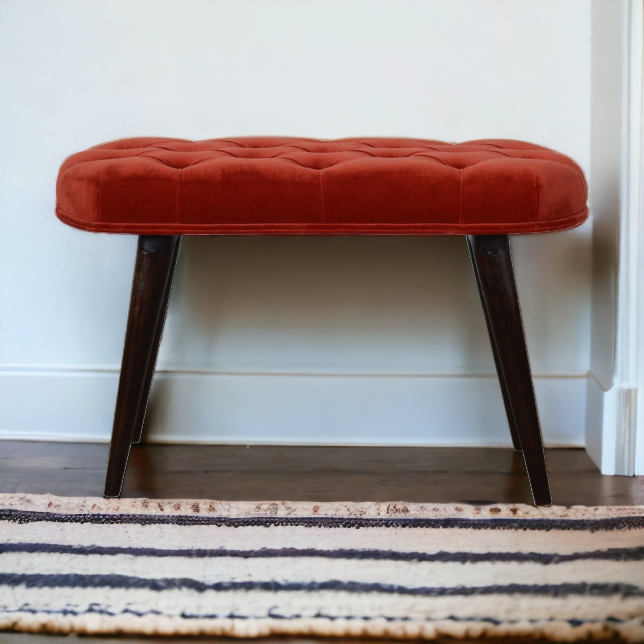 Nomad Nook Brick Red Cotton Velvet Deep Bench