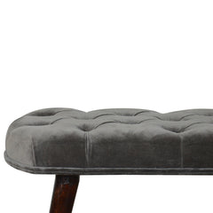 MiniLounge Grey Velvet Gold Base Footstool