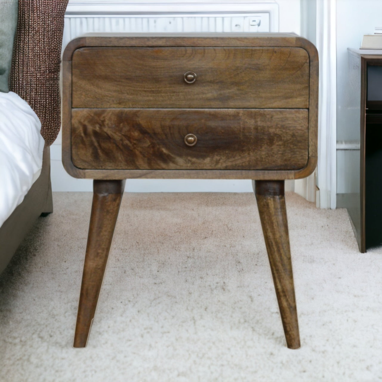 Grosvenor Curved Classic Grey Washed Bedside