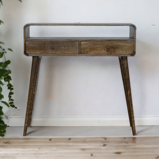 Luxury Console Curved Grey-wash Console Table - Furniture One Shop
