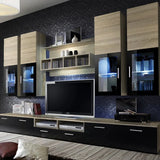 Lyra Wooden Entertainment Unit in Black High Gloss and Sonoma Oak