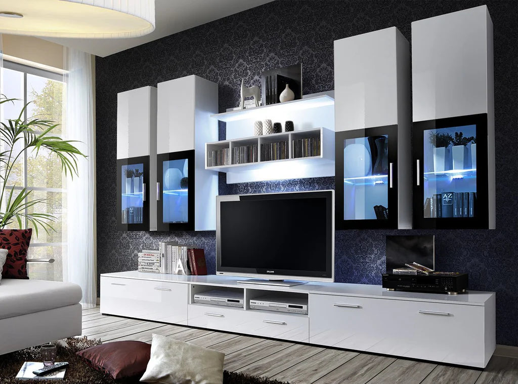 Lyra Wooden Entertainment Unit in White High Gloss
