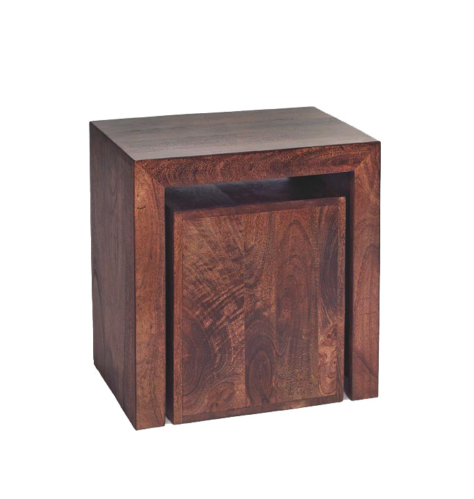 Toko Dark Mango Cubed Nest Of 2 Tables - UK
