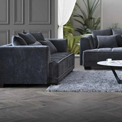 Aluxo Gramercy 2 Seater Sofa in Steel Velvet - Furniture One Shop