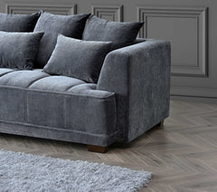 Aluxo Gramercy 2 Seater Sofa in Steel Velvet - Furniture One Shop