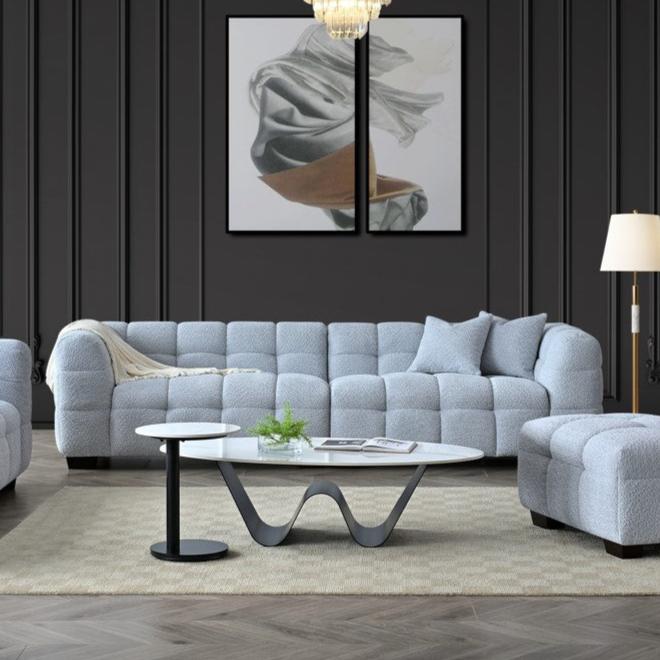 Aluxo Tribeca 4 Seater Sofa in Pearl Boucle Fabric