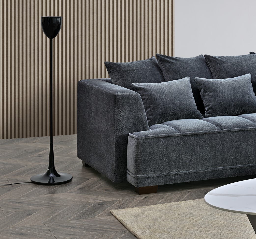 Aluxo Gramercy 3 Seater Sofa in Steel Velvet
