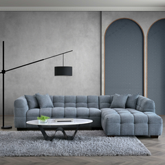 Aluxo Tribeca Corner Group in Iron Boucle Fabric