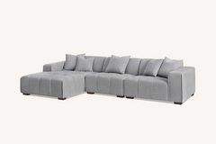 Aluxo Leonard Left Hand Corner Group in Cloudy Grey Boucle - Furniture One Shop