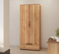 Tokyo 2 Hinged Door 1 Drawer Wooden Wardrobe in Oak Mauvella 86cm - Furniture One Shop