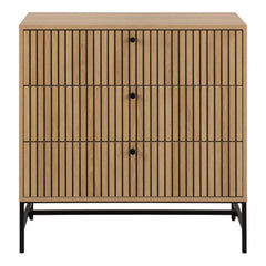 Albany Chest of 3 Drawers in Oak with Black Legs – Powder Coated Steel Base - UK
