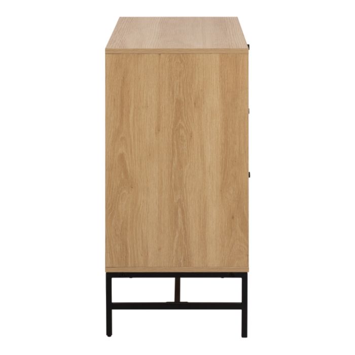 Albany Chest of 3 Drawers in Oak with Black Legs – Powder Coated Steel Base - UK