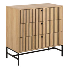 Albany Chest of 3 Drawers in Oak with Black Legs – Powder Coated Steel Base - UK