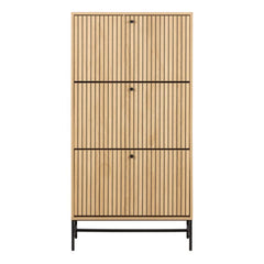 Albany Oak Shoe Cabinet – 3 Flip-Down Door | Stylish Shoe Storage Unit UK