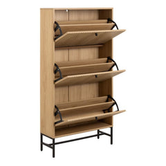Albany Oak Shoe Cabinet – 3 Flip-Down Door | Stylish Shoe Storage Unit UK