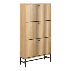 Albany Oak Shoe Cabinet – 3 Flip-Down Door | Stylish Shoe Storage Unit UK