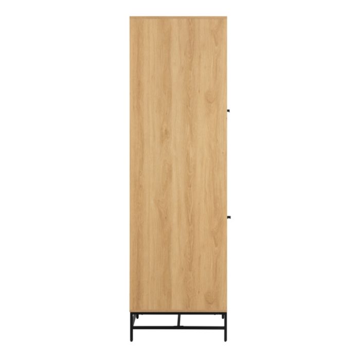 Albany Wooden 2 Doors Wardrobe in Oak with Black Legs – Powder Coated Steel Base - UK