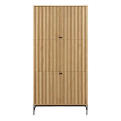 Albany Wooden 4 Doors Wardrobe in Oak with Black Legs – Powder Coated Steel Base - UK
