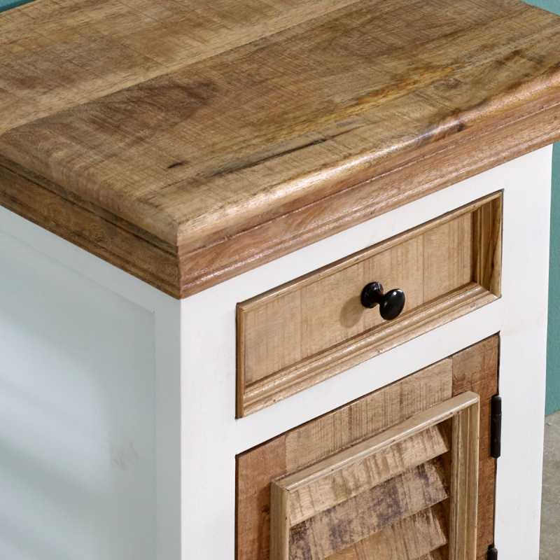 Alfie Solid Mango Wood Bedside Cabinet 1 Drawer + Door