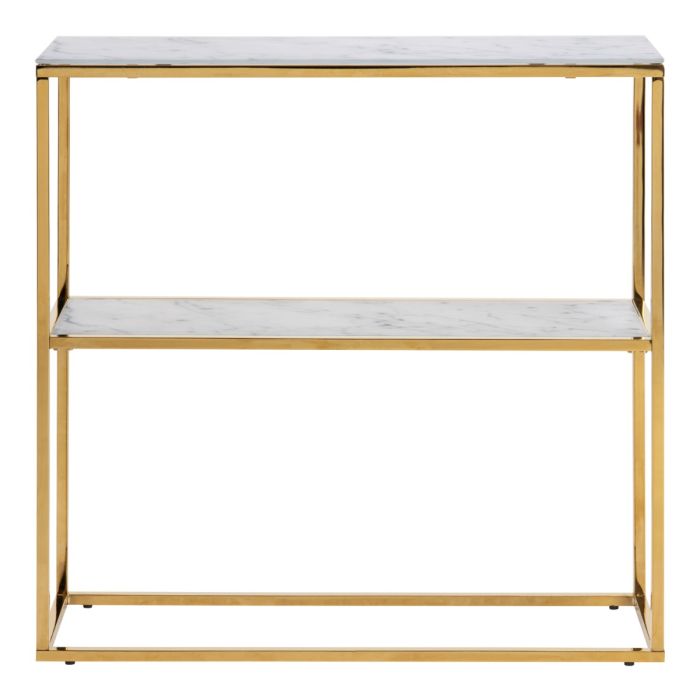 Alisma Console Table With Marble Effect Top & Gold Legs