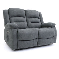 Alva Fabric 2 Seater Electric Recliner Sofa In Grey